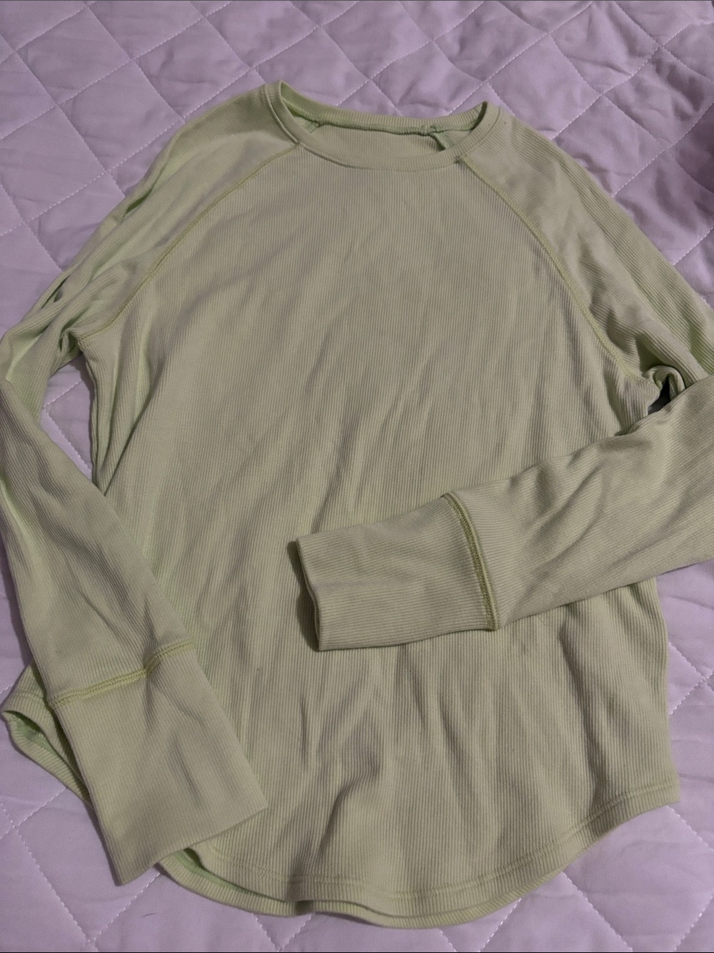 Zella Light Green Long Sleeve Ribbed Tee